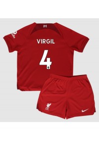Liverpool Virgil van Dijk #4 Babyklær Hjemme Fotballdrakt til barn 2022-23 Korte ermer (+ Korte bukser)